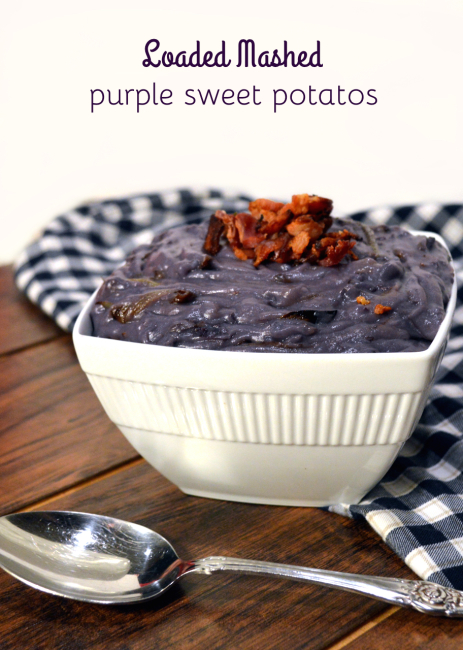 Loaded Mashed Purple Sweet Potatoes | Plaid and Paleo