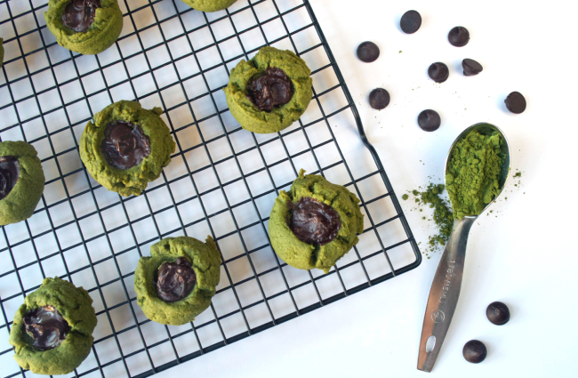 Matcha Green Tea Thumbprint Cookies | Plaid and Paleo