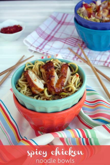 Spicy Chicken Noodle Bowls | Plaid and Paleo