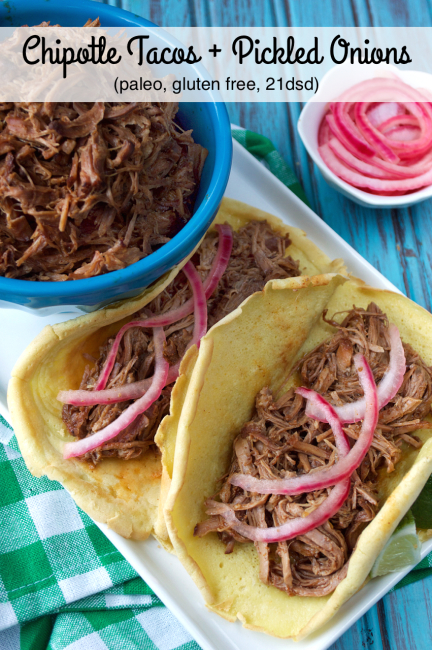 Paleo Chipotle Tacos with Easy Pickled Onions | Plaid and Paleo